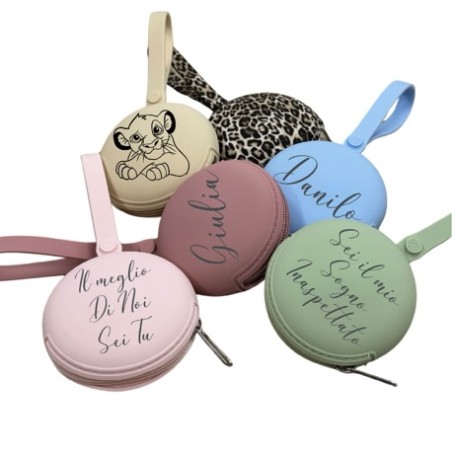 PERSONALIZE Estojo Para Corrente de Chupeta Redondo LISO com LASER-IMPRESSÃO