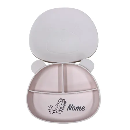 Prato de Silicone em Forma de Urso com Nome e Imagem Personalizados 2
