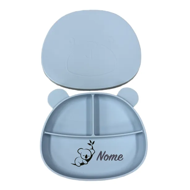 Assiette Ours en Silicone Personnalisée avec Nom et Image | Bébé