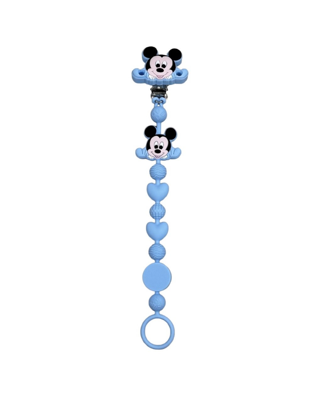 Cadeia de chupeta BUBBLE CHARM MICKEY MOUSE AZUL PASTEL de silicone com nome