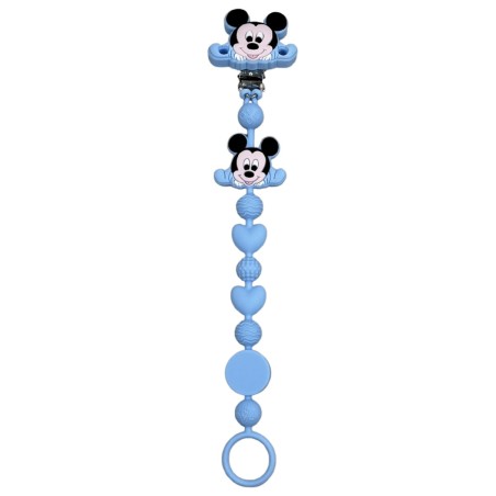 Chaîne de tétine BUBBLE CHARM MICKEY MOUSE BLEU PASTEL en silicone avec nom