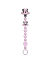 Chaîne de tétine BUBBLE CHARM MINNIE ROSE CLAIR en silicone avec nom