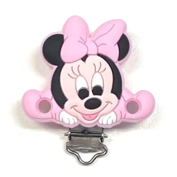 Silikonschnullerkette BUBBLE CHARM MINNIE HELLROSA mit Name