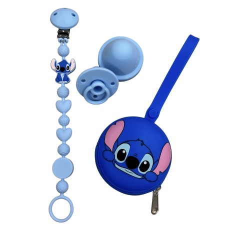 Catenella portaciuccio BUBBLE CHARM STITCH AZZURRO PASTELLO con nome