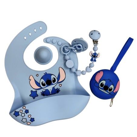 Catenella portaciuccio BUBBLE CHARM STITCH AZZURRO PASTELLO con nome