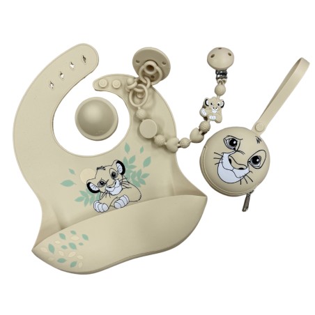 Catenella portaciuccio BUBBLE CHARM LEONE BEIGE in silicone con nome