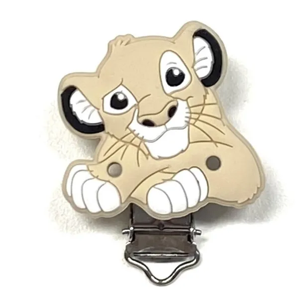 Catenella portaciuccio BUBBLE CHARM LEONE BEIGE in silicone con nome