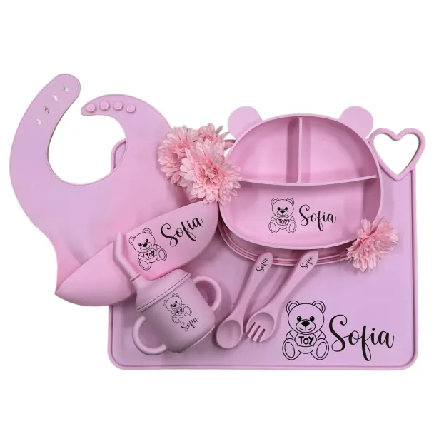 Set de Silicona Personalizado con Nombre – Kit de Destete