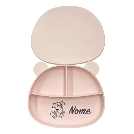 Prato de Silicone em Forma de Urso com Nome e Imagem Personalizados