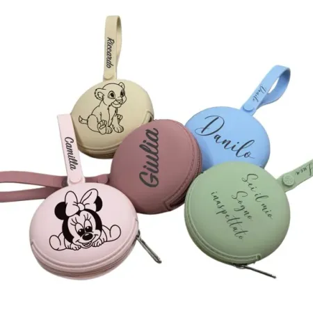 PERSONALIZE Estojo Para Corrente de Chupeta Redondo LISO com LASER-IMPRESSÃO