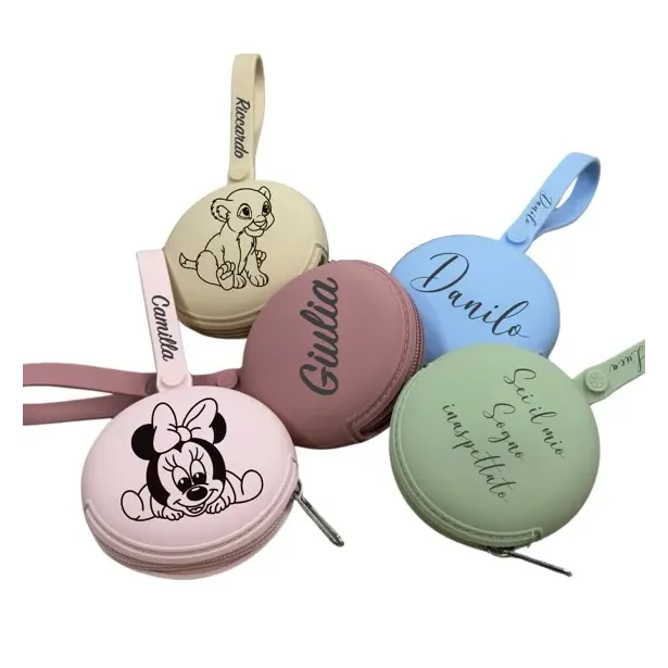 PERSONALIZE Estojo Para Corrente de Chupeta Redondo LISO com LASER-IMPRESSÃO