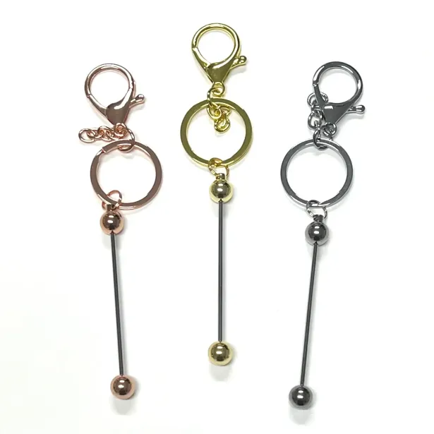 Key Ring with 9 cm Long Stem for Beads | Personalized DIY Keychains