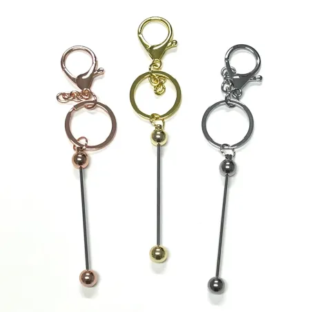 Key Ring with 9 cm Long Stem for Beads | Personalized DIY Keychains