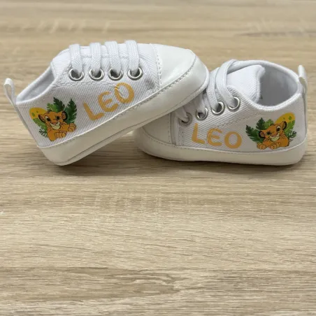 Chaussons bébé personnalisés avec prénom et image couleur – Cadeau nai