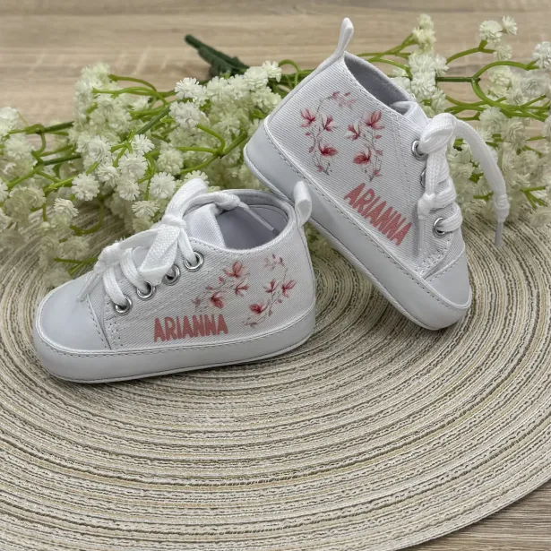 Chaussons bébé personnalisés avec prénom et image couleur – Cadeau nai