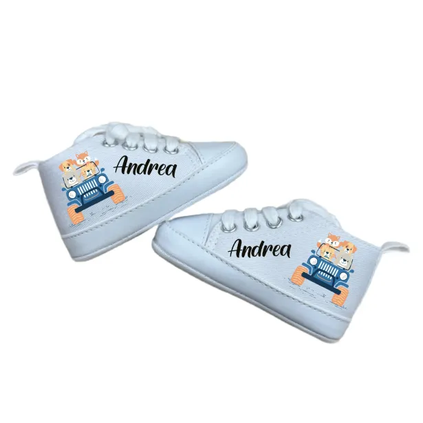 Chaussons bébé personnalisés avec prénom et image couleur – Cadeau nai