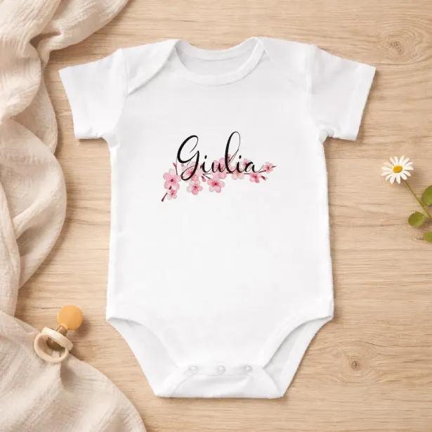 Personalized Cotton Baby Bodysuit with Name | Newborn Gift
