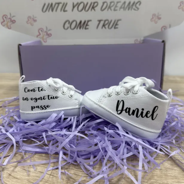 Scarpine Neonato Personalizzate Nome o Frase | Regalo Nascita