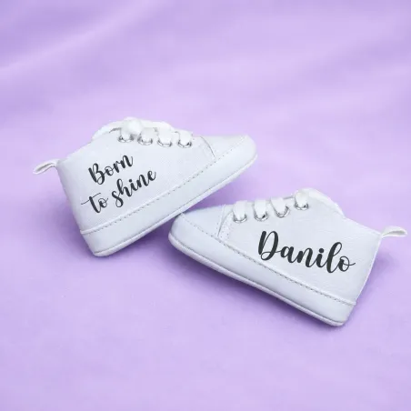 Personalisierte Babyschuhe Name oder Spruch | Geschenk Geburt