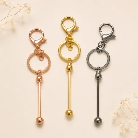 Key Ring with 9 cm Long Stem for Beads | Personalized DIY Keychains
