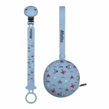 Pattern Ocean Friends Personalisiertes Schnullerketten-Set | BABYJART®