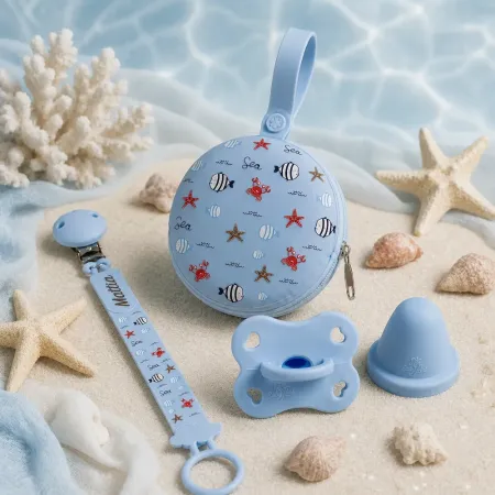 Pattern Ocean Friends Personalisiertes Schnullerketten-Set | BABYJART® 2
