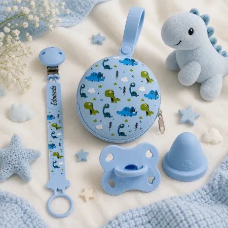 Set Catenella Portaciuccio Pattern Little Dino | BABYJART® 2