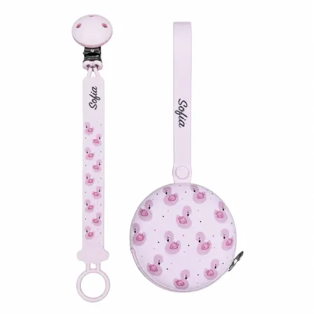 Set Catenella Portaciuccio Pattern Swan Lake Personalizzata | BABYJART