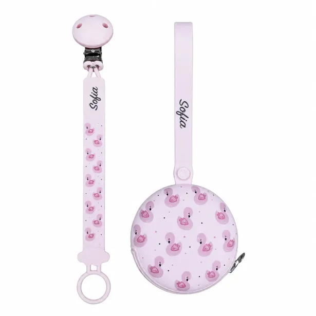 Set Attache Tétine Pattern Swan Lake Personnalisée | BABYJART®