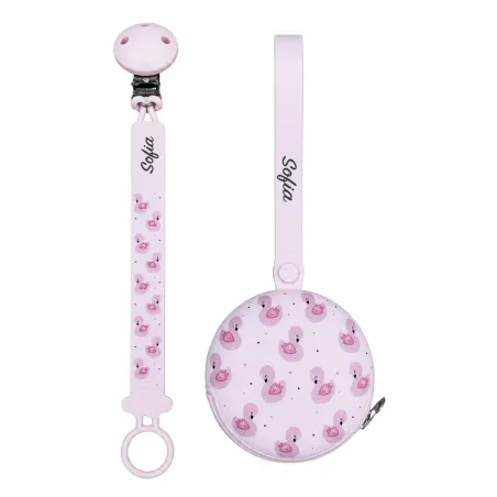 Pattern Swan Lake Personalized Pacifier Clip Set | BABYJART®