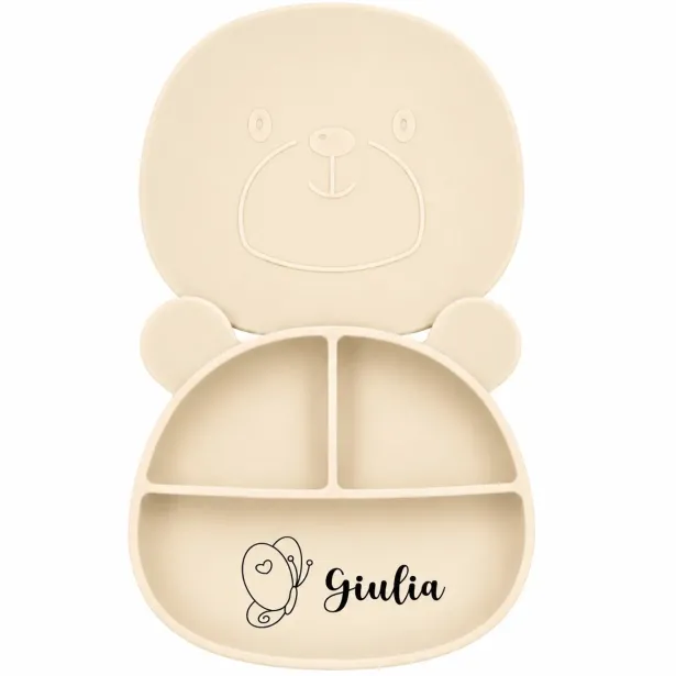 Personalized Silicone Bear Plate with Name and Image | Baby Gift