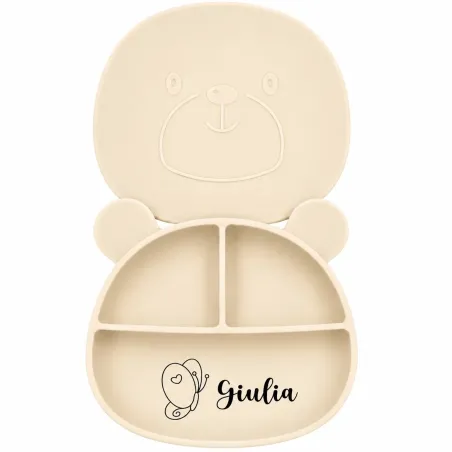 Plato de Silicona con Forma de Oso Personalizado con Nombre e Imagen