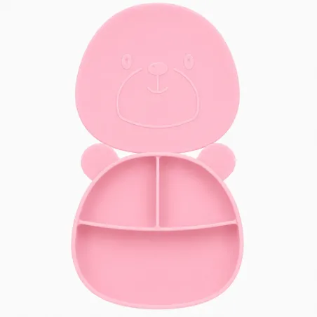 Prato de Silicone em Forma de Urso com Nome e Imagem Personalizados