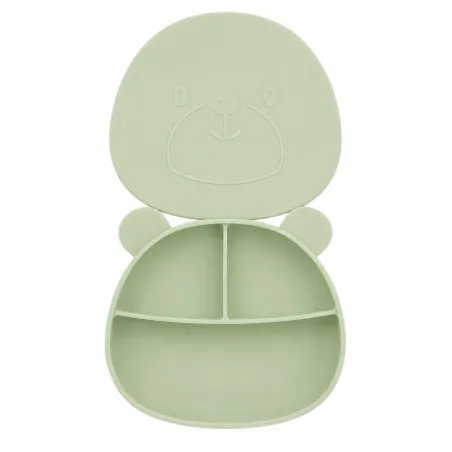 Prato de Silicone em Forma de Urso com Nome e Imagem Personalizados