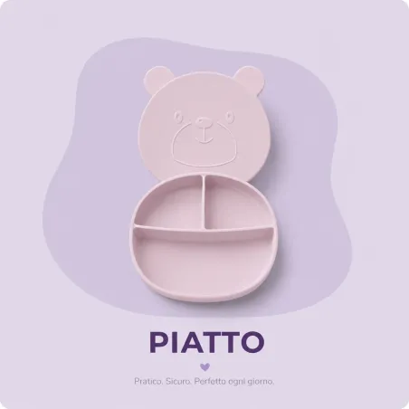 Prato de Silicone em Forma de Urso com Nome e Imagem Personalizados