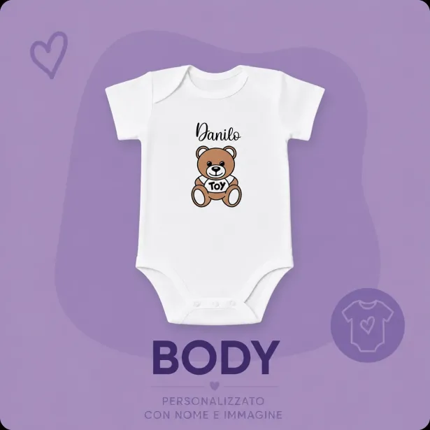 Body Neonato in Cotone Personalizzato con Nome | Regalo Nascita