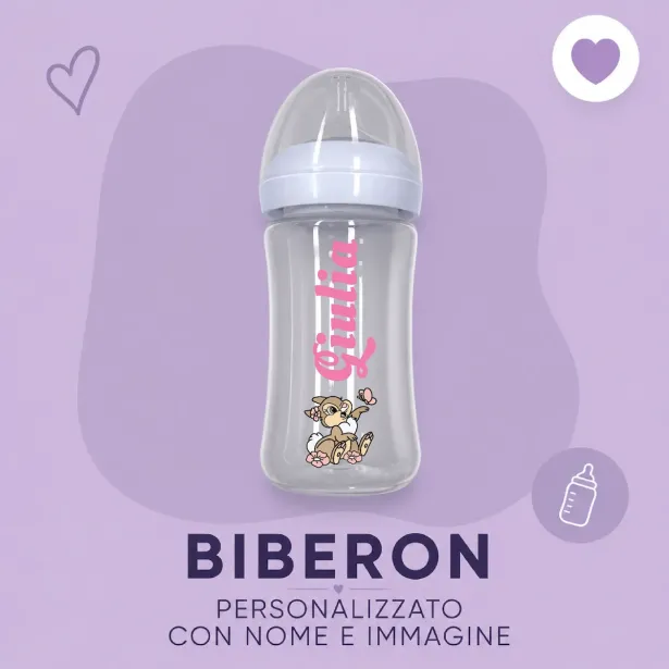 Biberão Personalizado com Nome – Silicone Alimentar Anticólicas 150ml