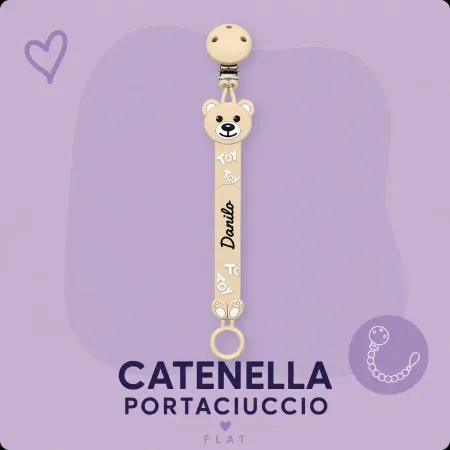 Catenella Portaciuccio FLAT in Silicone Personalizzata | BabyJart