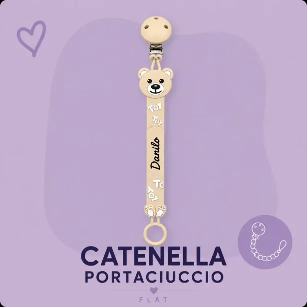 Corrente de Chupeta FLAT de Silicone Personalizada | BabyJart
