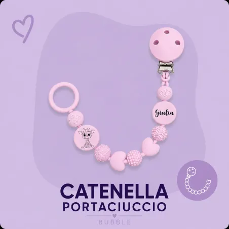 Catenella Portaciuccio BUBBLE in Silicone Personalizzata
