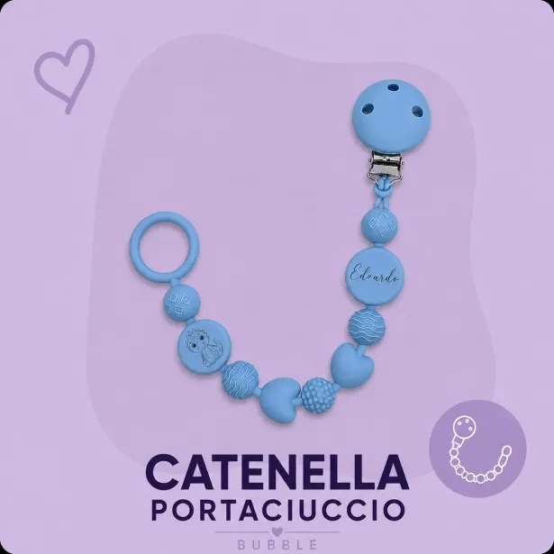 Catenella Portaciuccio BUBBLE in Silicone Personalizzata