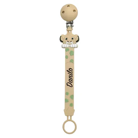 Cadena para Chupete Flat con Nombre – León Beige | BABYJART® 2