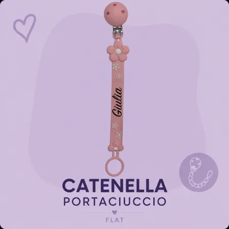 Personalized Pacifier Clip with Name Flat Pastel Pink Daisy | BABYJART