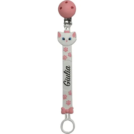 Cadena para Chupete con Nombre Flat Minou Rosa Pastel | BABYJART 2