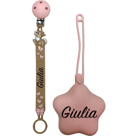 Cadena para Chupete Flat MISS TAMBURINA con Nombre | BABYJART®