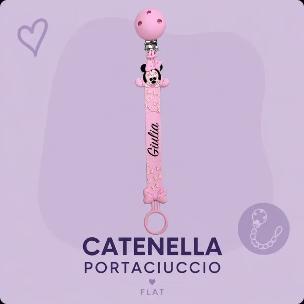Corrente para Chupeta Flat Minnie com Nome | BABYJART®