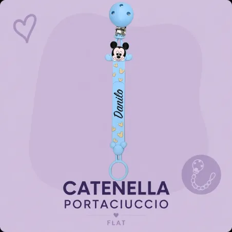 Corrente para Chupeta Flat Mickey Mouse com Nome | BABYJART®