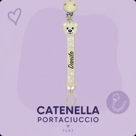 Cadena para Chupete Flat Moschino Beige con Nombre | BABYJART®