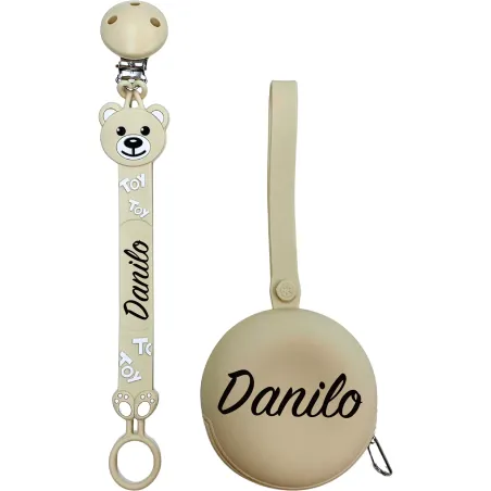 Corrente para Chupeta Flat Moschino Beige com Nome | BABYJART®