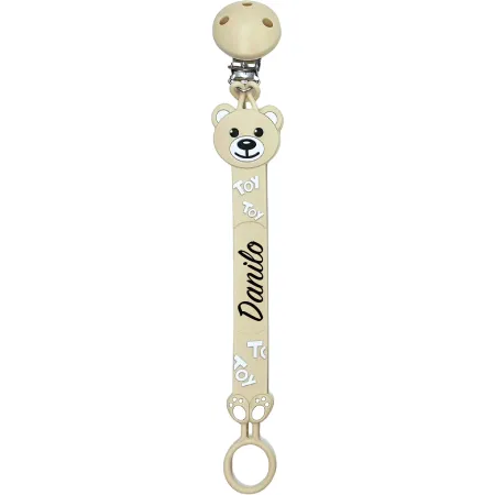 Cadena para Chupete Flat Moschino Beige con Nombre | BABYJART® 2